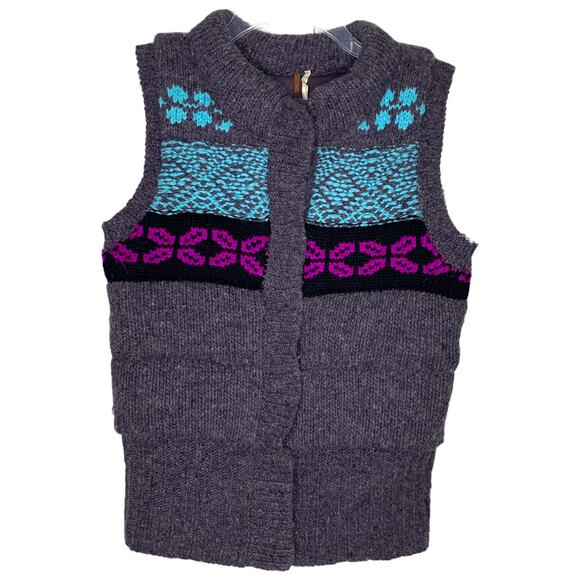 Free People Fair Isle Knit Woven Vest Jumper Sweater Cottage Core Cabin Small - Picture 1 of 3